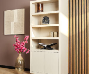 Bibliothèque Brussel en bois de manguier finition sable – 90 cm