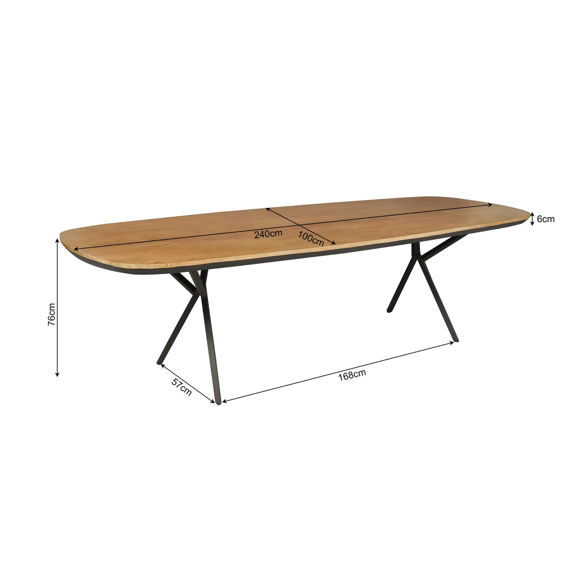 Table à manger RichWood en bois de manguier naturel – 240 cm – Image 4