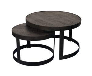 Set de tables basses Lola en bois de manguier noir – 70 cm