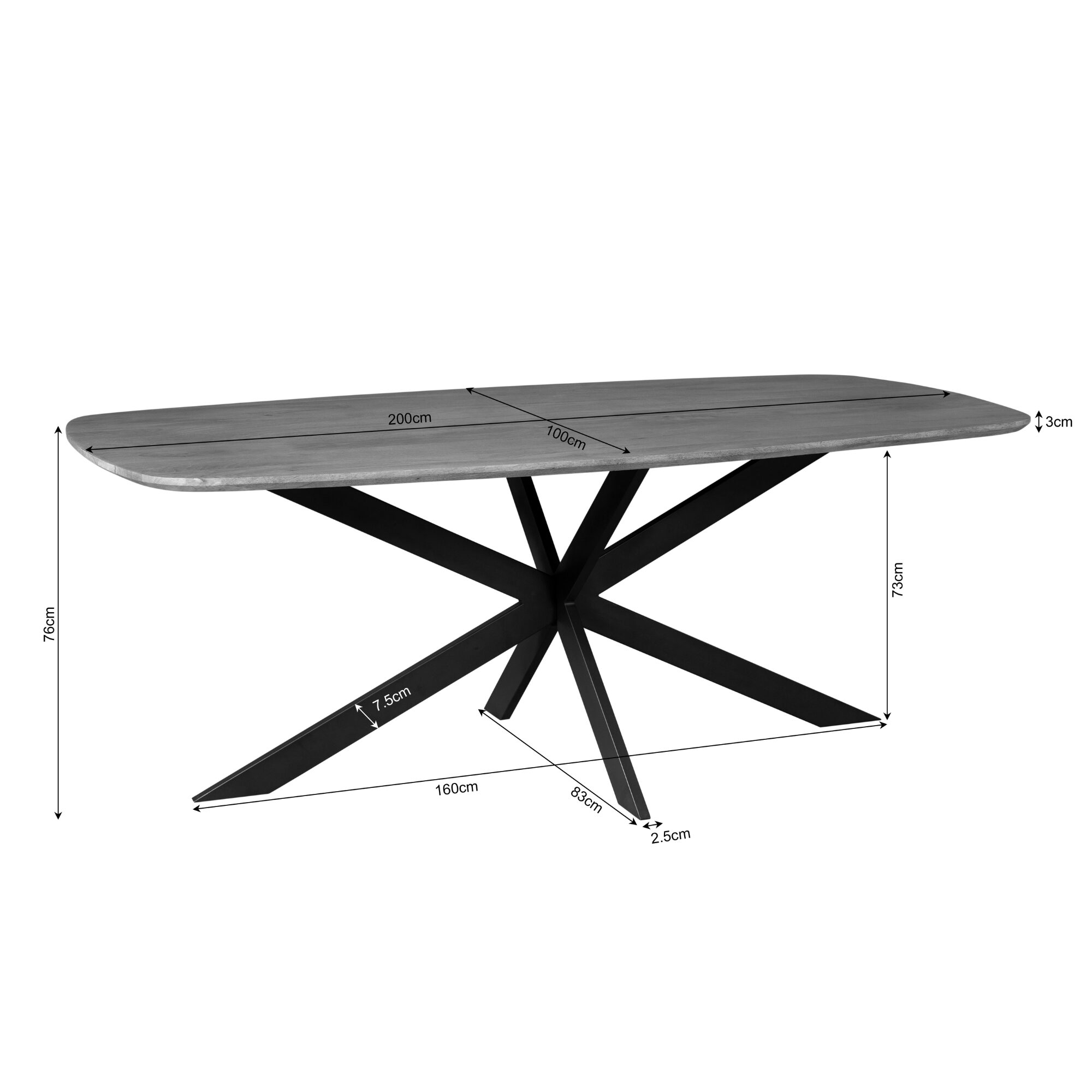 Table à manger ovale danoise Elegance en bois de manguier naturel – 200 cm – Image 5