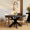 Table à manger ronde Denver en bois de manguier noir – 140 cm