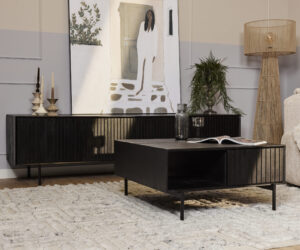 Alternative view of Table basse carrée Madison en bois de manguier noir – 80 cm