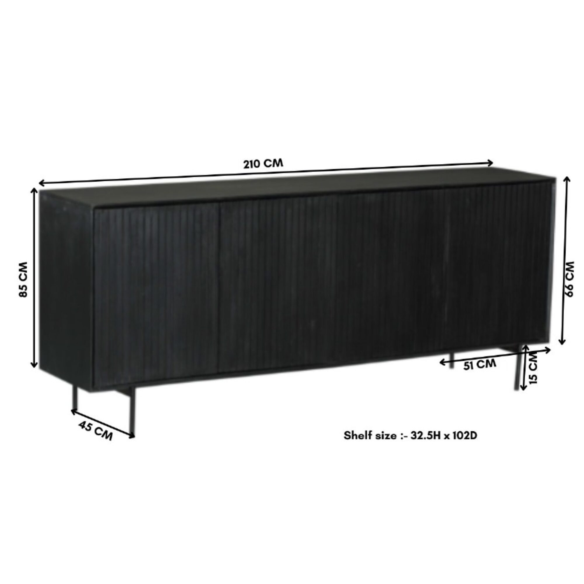 Buffet Madison en bois de manguier noir – 210 cm – Image 11