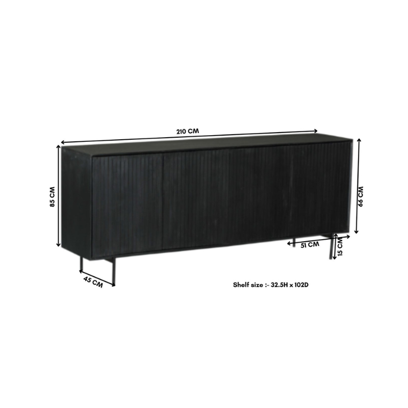 Buffet Madison en bois de manguier noir – 210 cm – Image 5