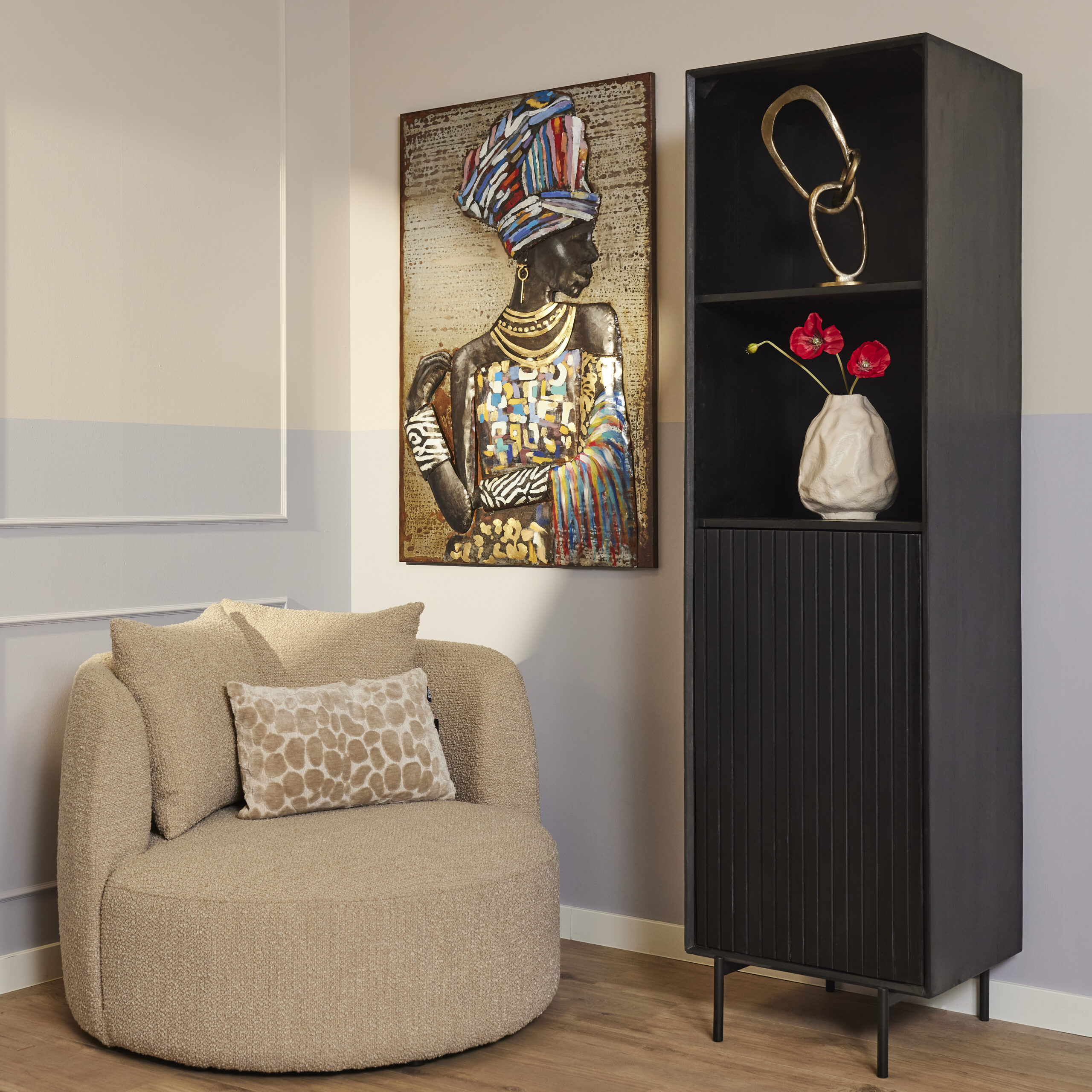 Bibliothèque Madison en bois de manguier noir – 55 cm