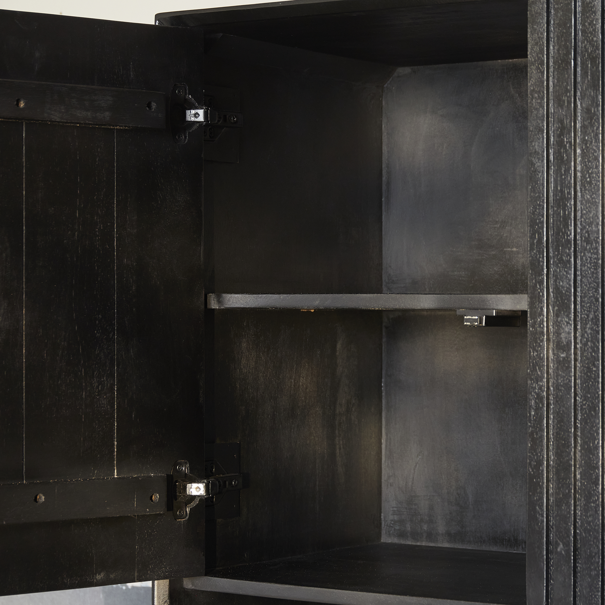 Bibliothèque à compartiments Madison XXL en bois de manguier noir – 135 cm – Image 3