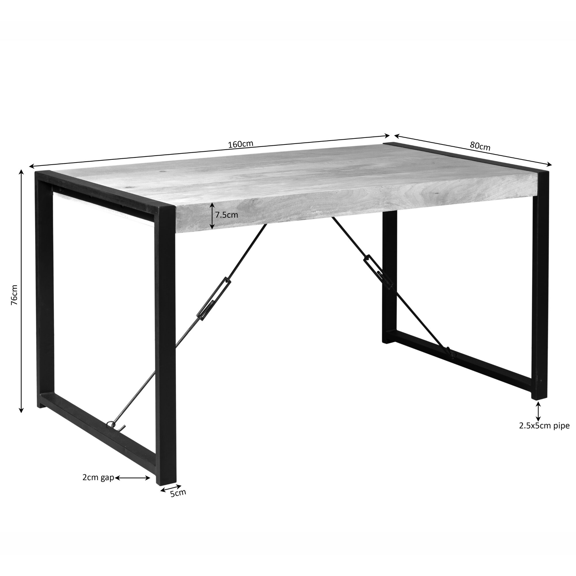 Table à manger rectangulaire Boaz en bois de manguier naturel – 160 cm – Image 6
