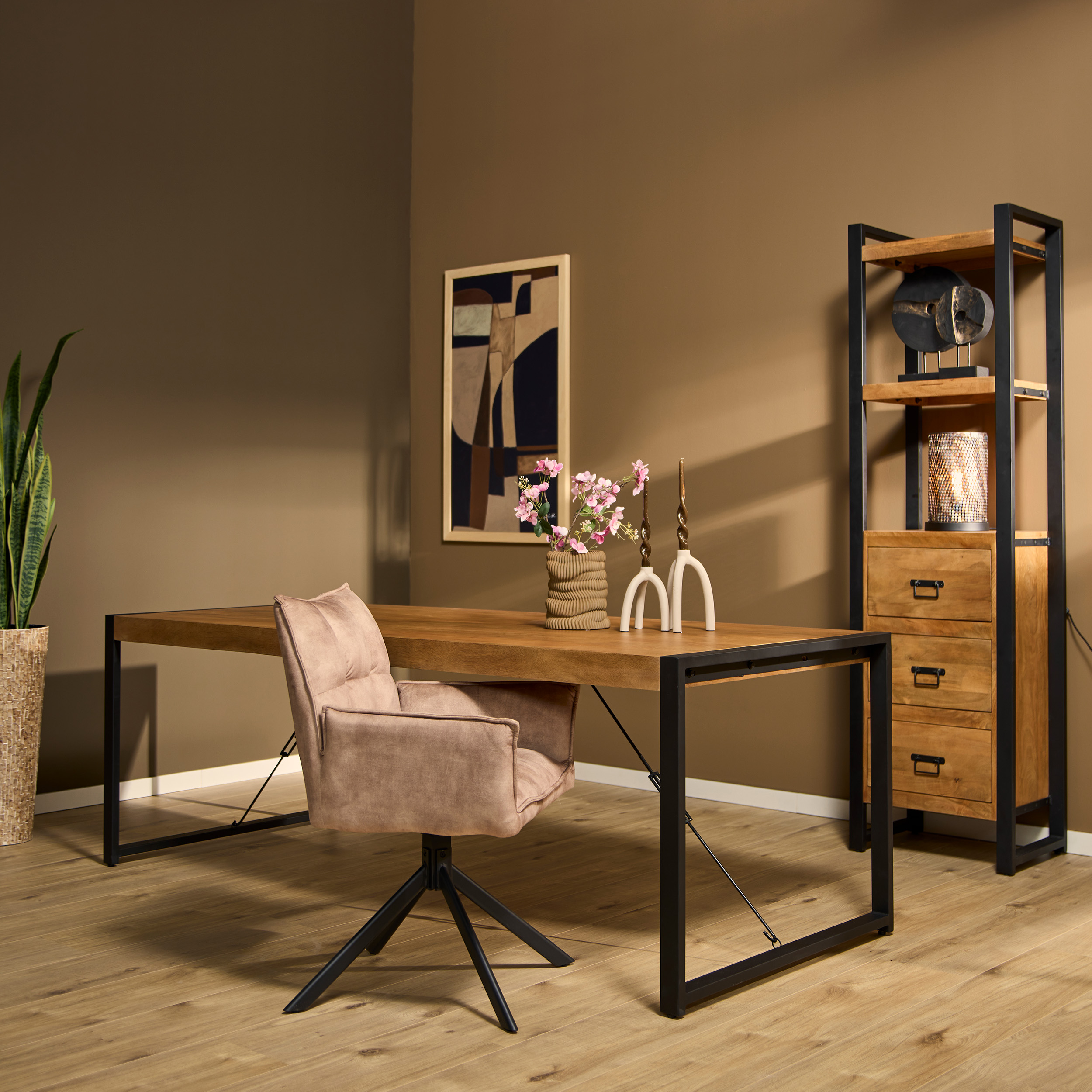 Table à manger rectangulaire Boaz en bois de manguier naturel – 220 cm
