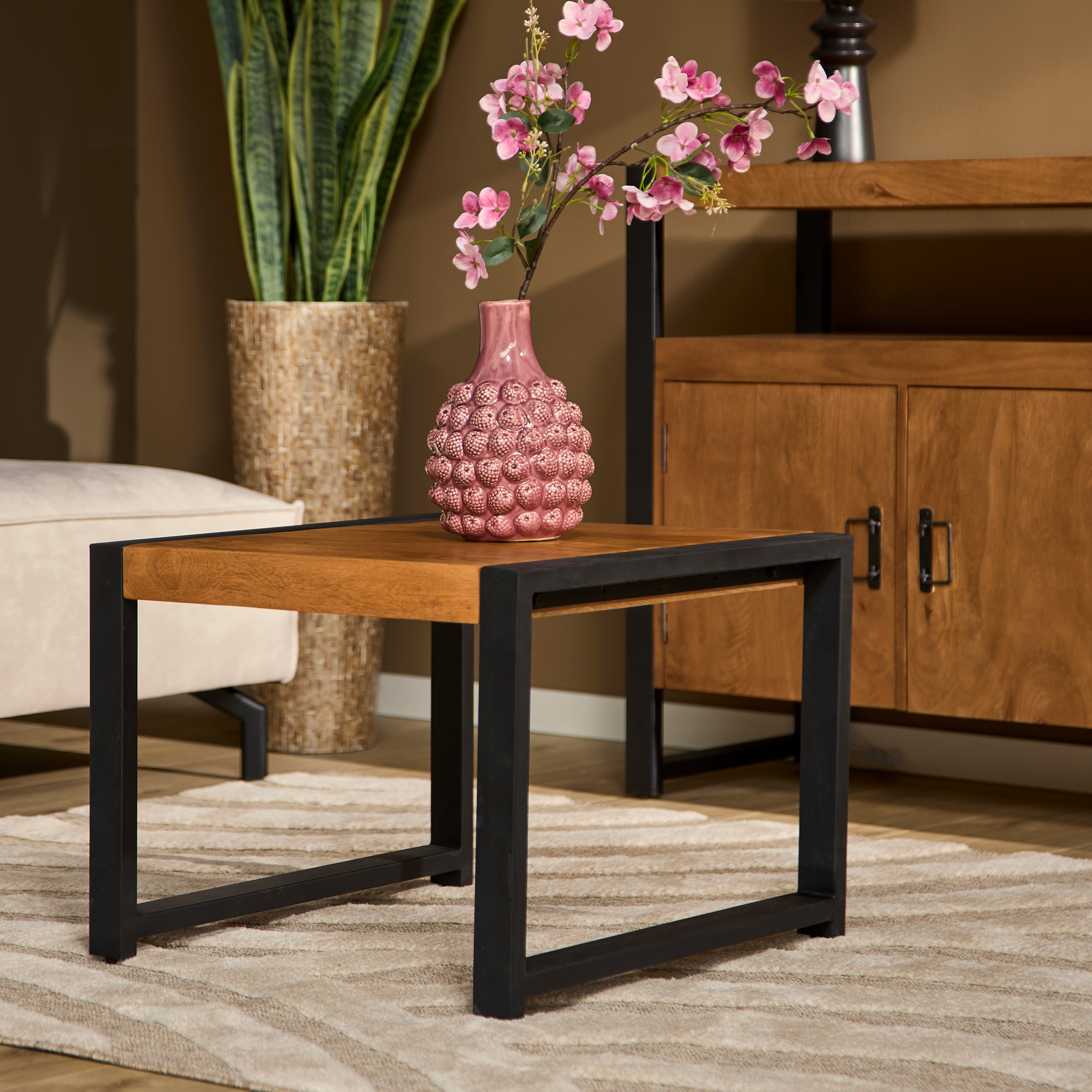 Table d’appoint Boaz en bois de manguier naturel – 60 cm