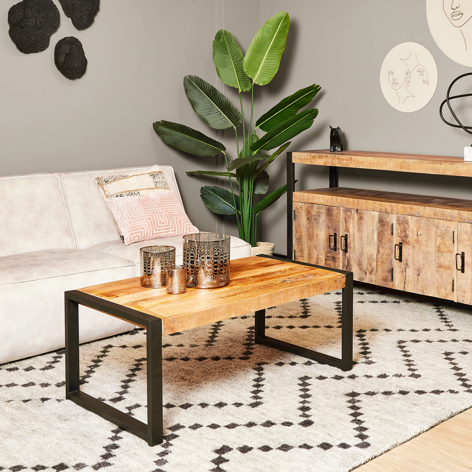 Table basse Boaz en bois de manguier naturel – 110 cm – Image 5