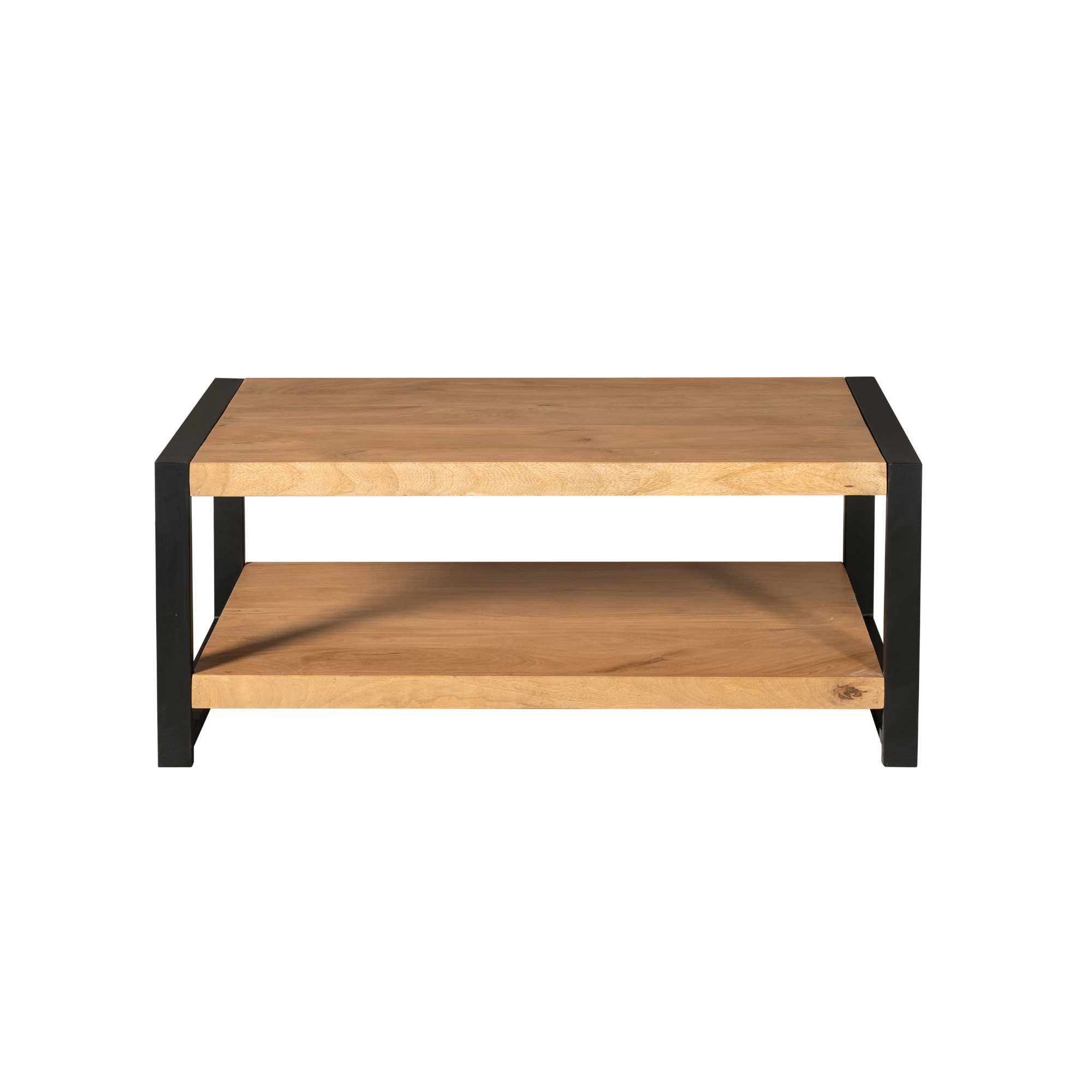 Table basse Boaz avec tablette inférieure en bois de manguier naturel – 110 cm – Image 3