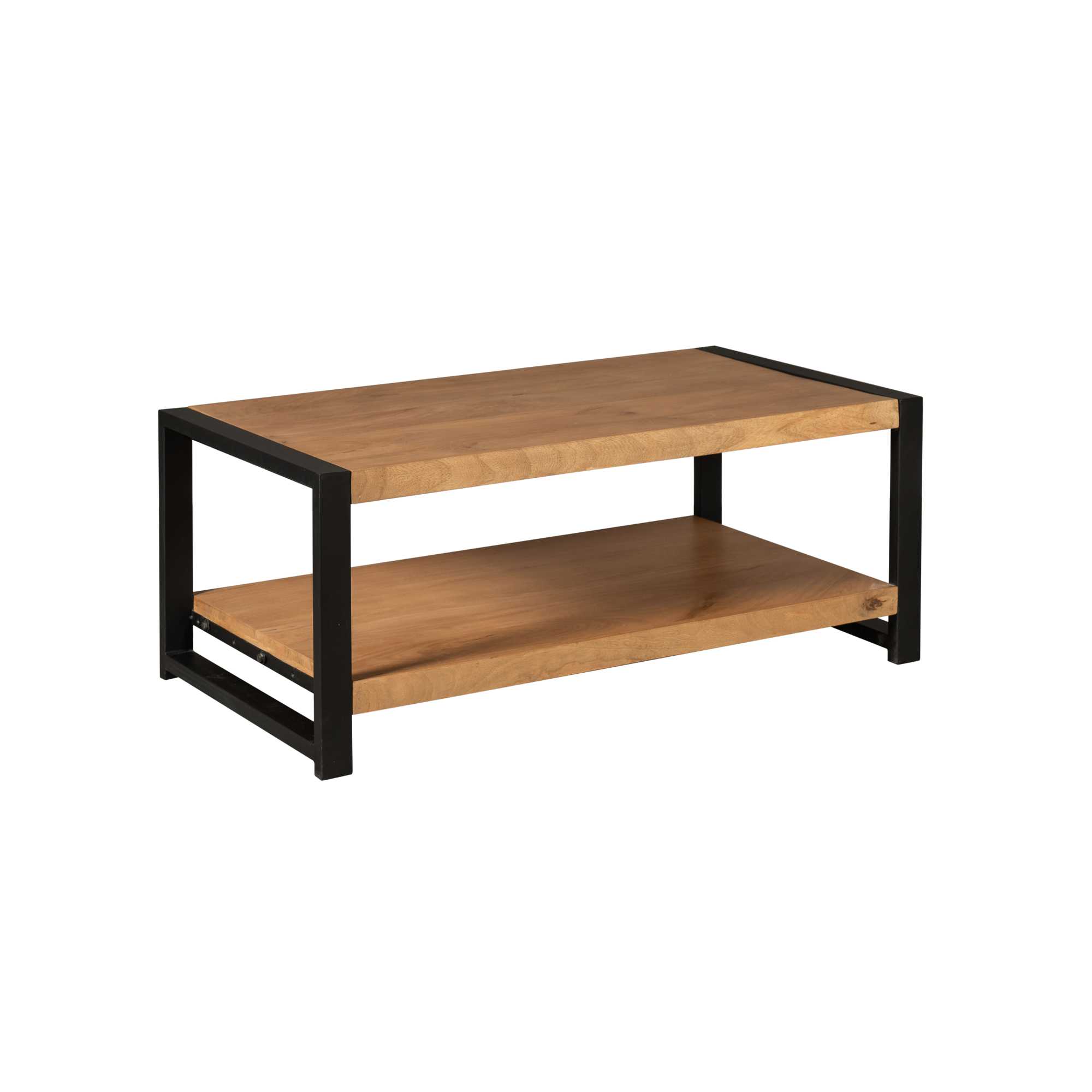 Table basse Boaz avec tablette inférieure en bois de manguier naturel – 110 cm – Image 4