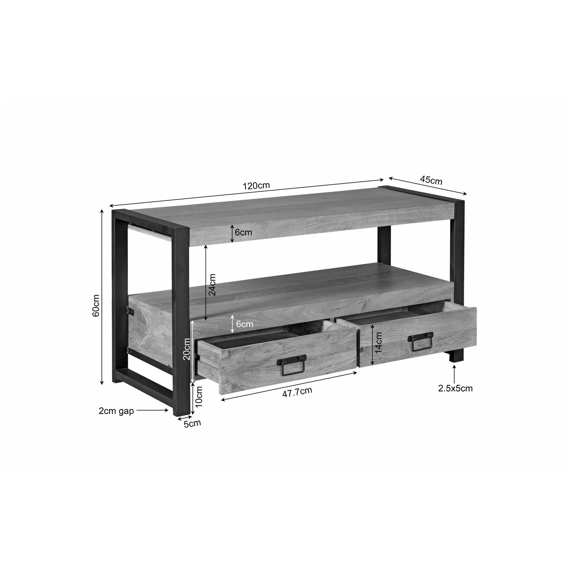 Meuble TV Boaz en bois de manguier naturel – 120 cm – Image 5