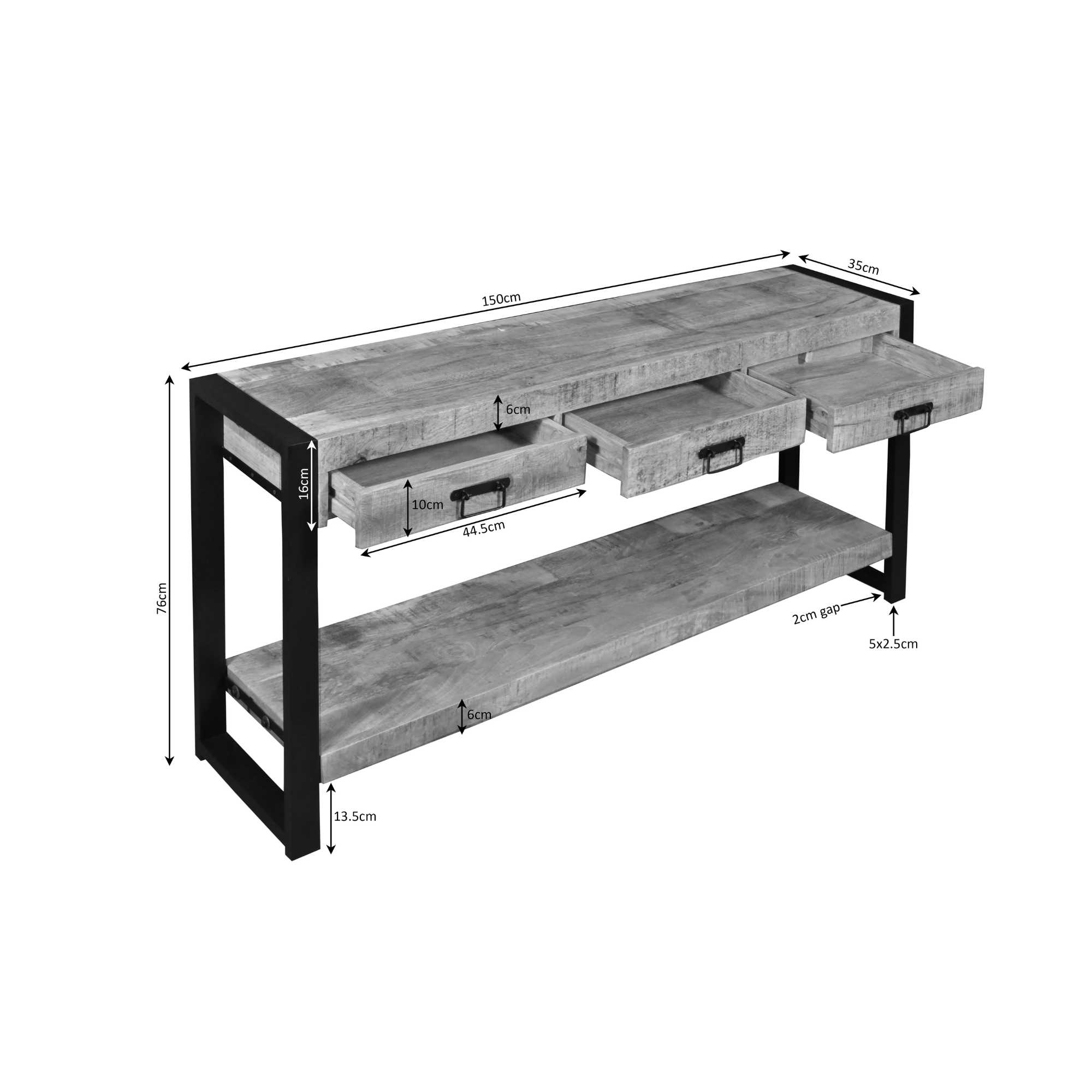 Console Boaz en bois de manguier naturel – 150 cm – Image 5
