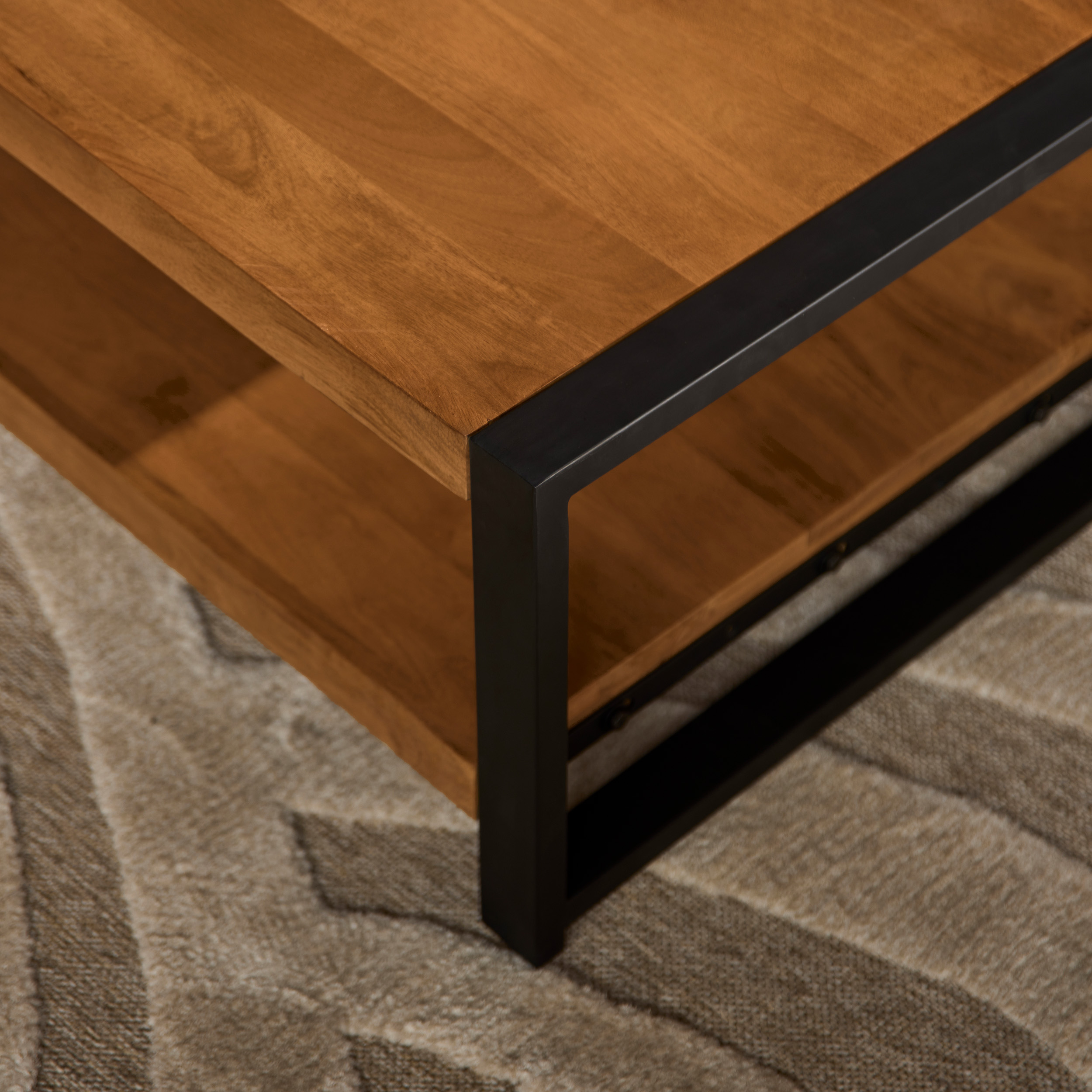 Table basse carrée Boaz en bois de manguier naturel – 80 cm – Image 2