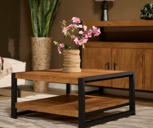 Table basse carrée Boaz en bois de manguier naturel – 80 cm