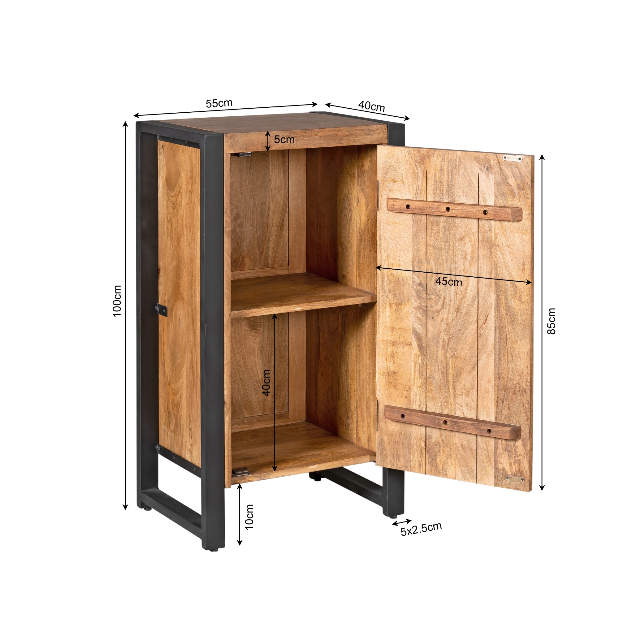 Armoire d’entrée Boaz avec porte en bois de manguier naturel – Image 4