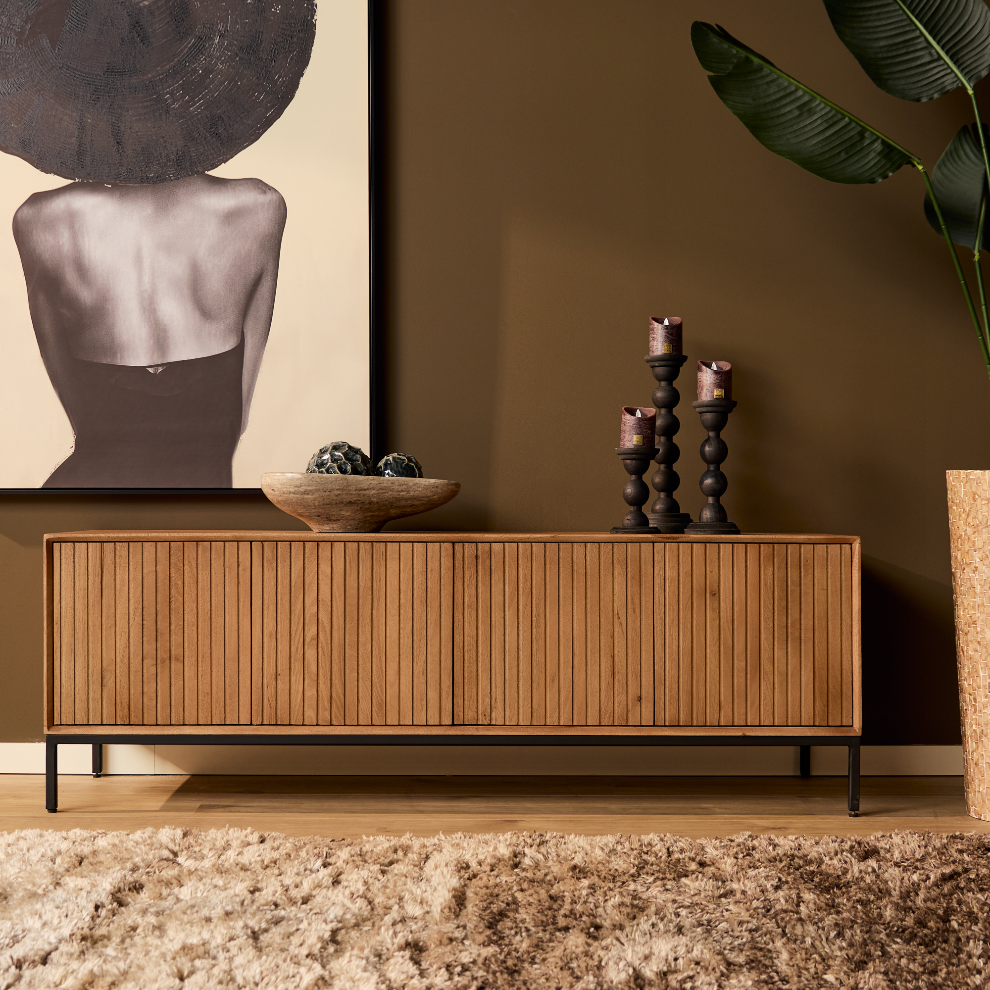 Meuble TV Madison en bois de manguier naturel – 165 cm – Image 2