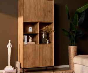 Bibliothèque à compartiments Madison en bois de manguier naturel – 90 cm
