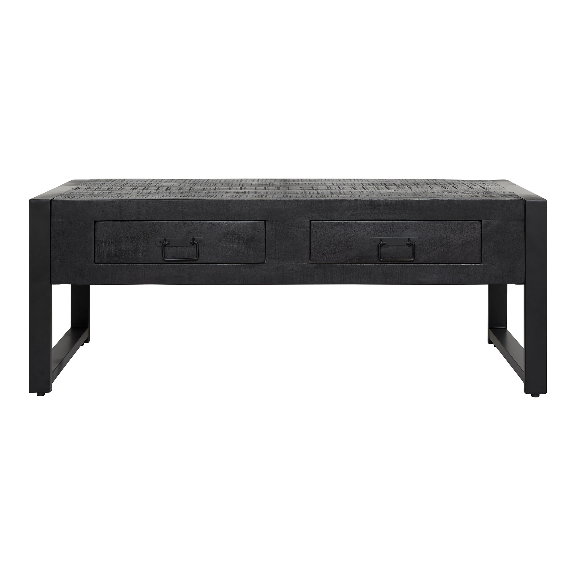 Table basse Boaz avec deux tiroirs en bois de manguier noir – 120 cm – Image 3