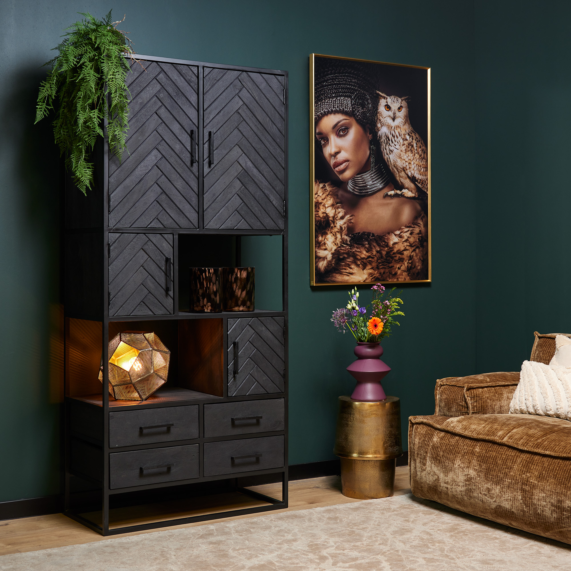 Bibliothèque New York en bois de manguier noir – 90 cm