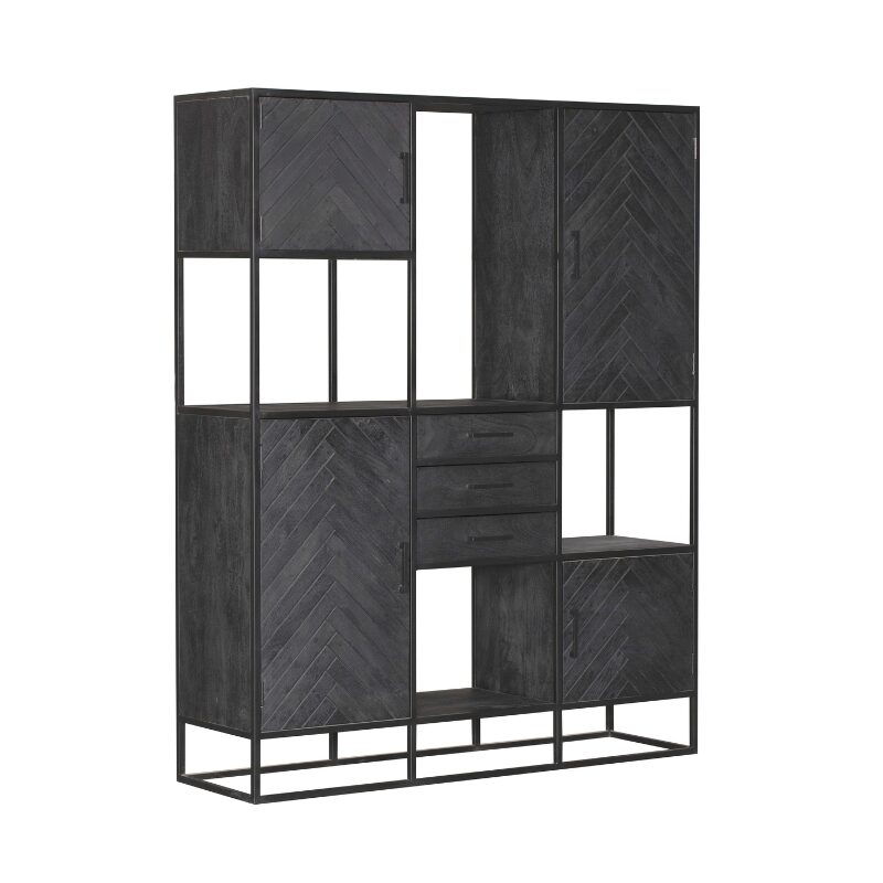 Bibliothèque New York XXL en bois de manguier noir – 200 cm – Image 3