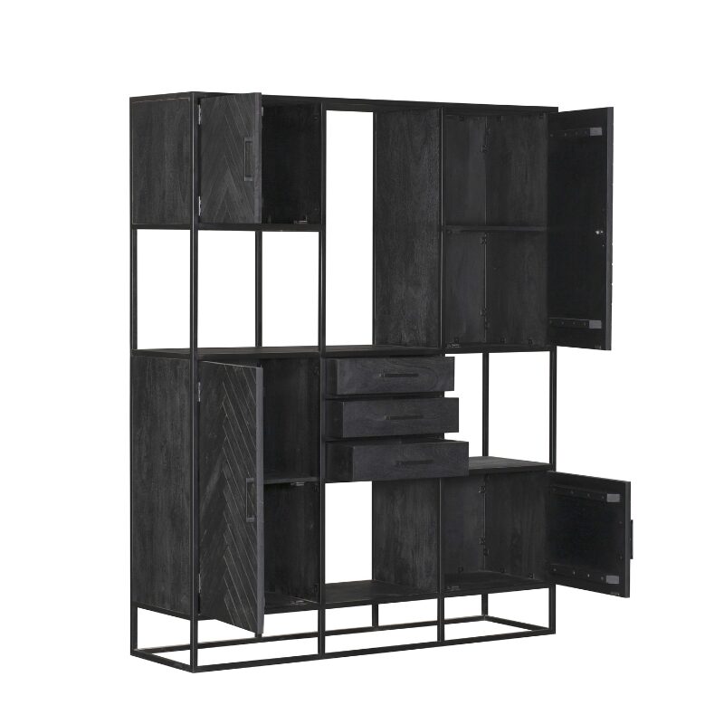 Bibliothèque New York XXL en bois de manguier noir – 200 cm – Image 4