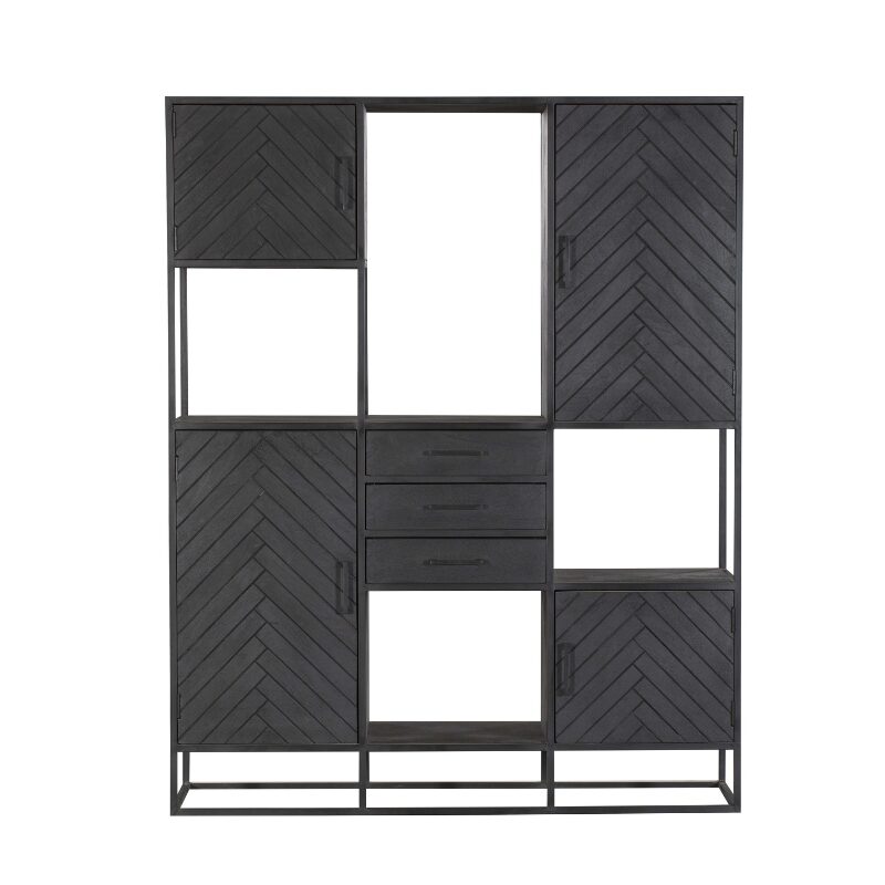 Bibliothèque New York XXL en bois de manguier noir – 200 cm – Image 2