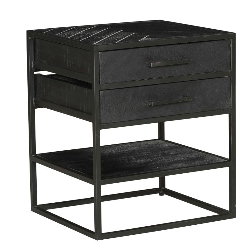 Table de chevet New York en bois de manguier noir – 45 cm – Image 4