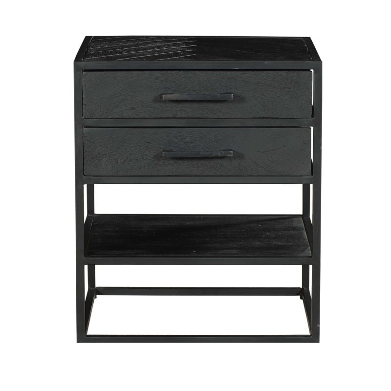 Table de chevet New York en bois de manguier noir – 45 cm – Image 3