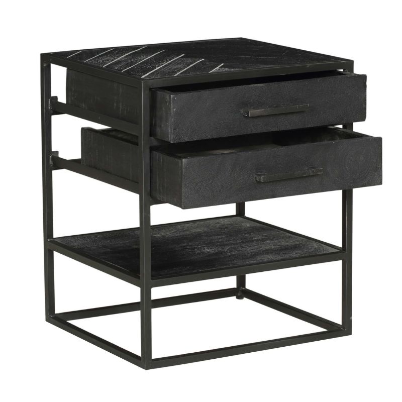 Table de chevet New York en bois de manguier noir – 45 cm – Image 5