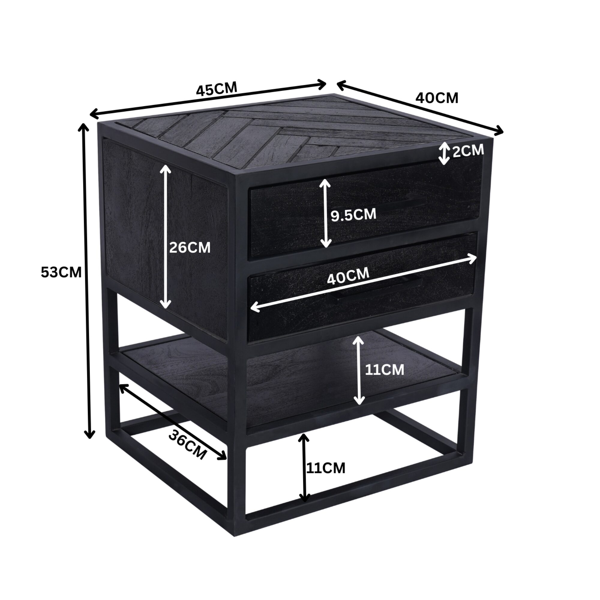 Table de chevet New York en bois de manguier noir – 45 cm – Image 6