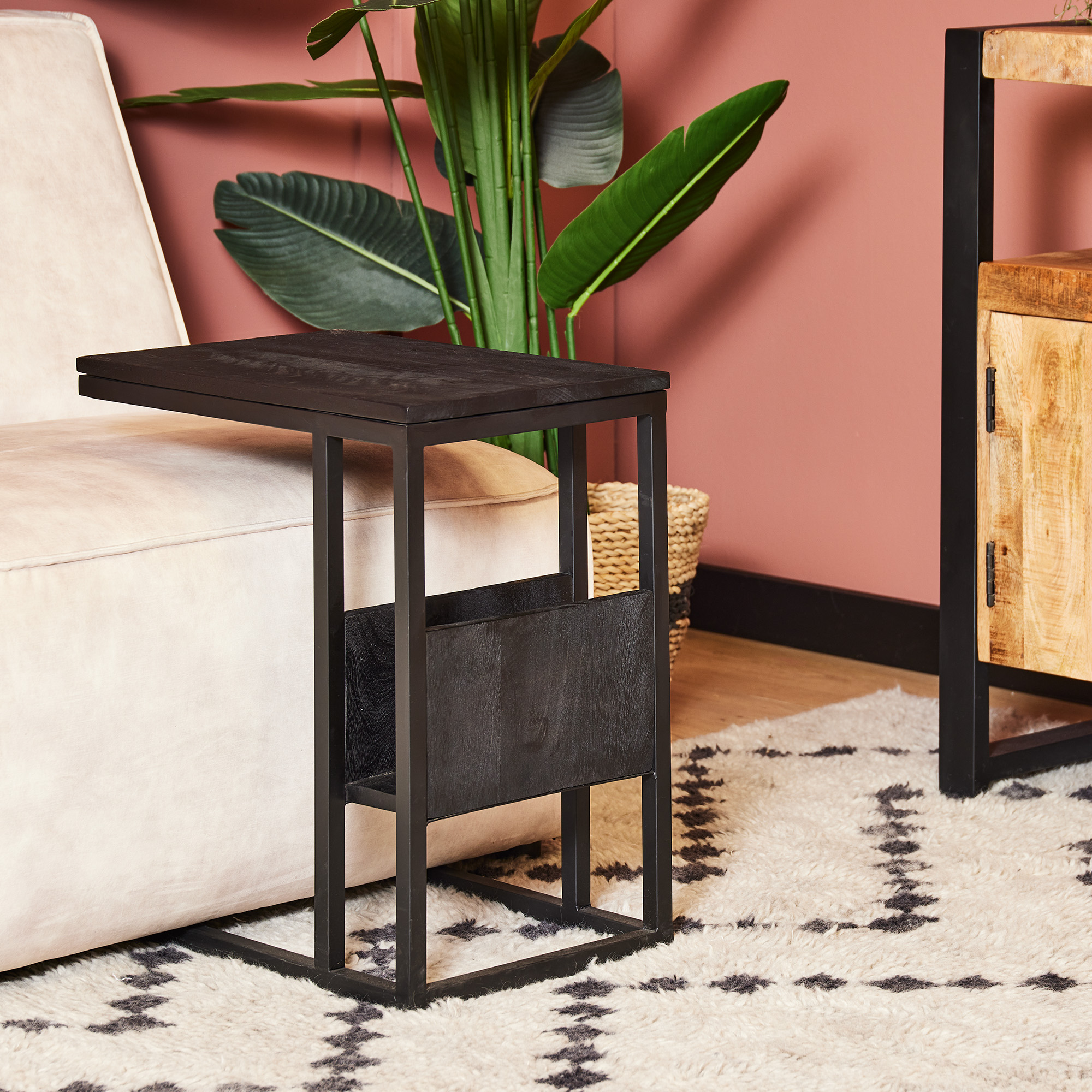 Table basse en bois de manguier noir – 53 cm – Image 2