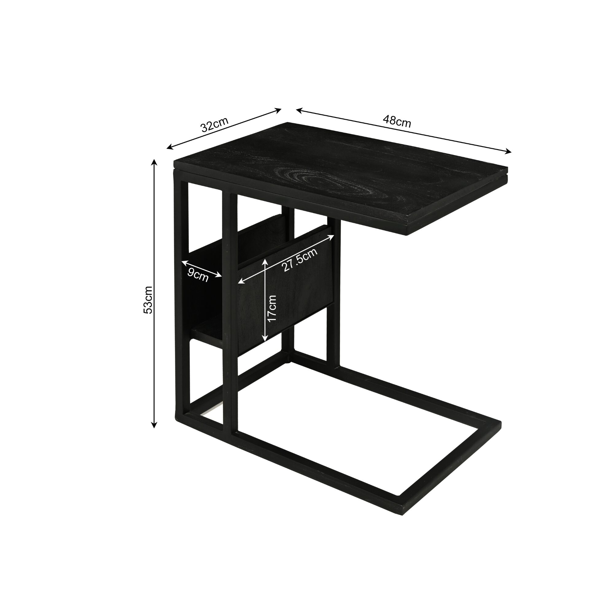 Table basse en bois de manguier noir – 53 cm – Image 8