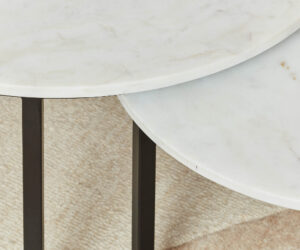 Alternative view of Set de tables basses Nova en marbre blanc – 70 cm
