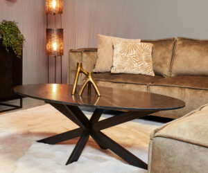 Table basse ovale Faye en marbre noir – 120 cm