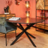 Table à manger ronde Lynn en marbre noir – 150 cm