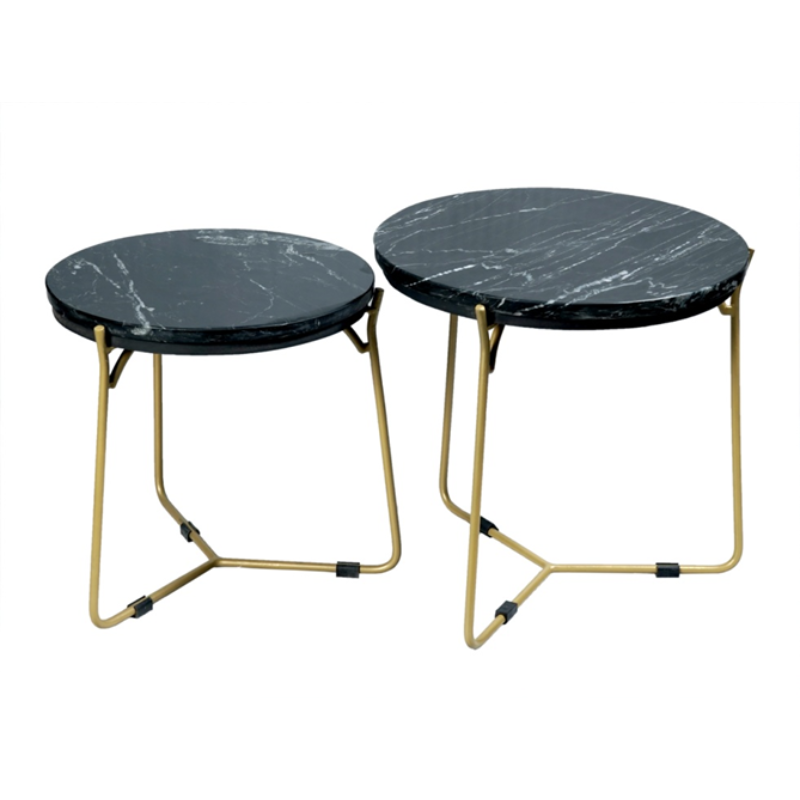 Set de tables basses Caly en marbre noir – 45 cm – Image 3