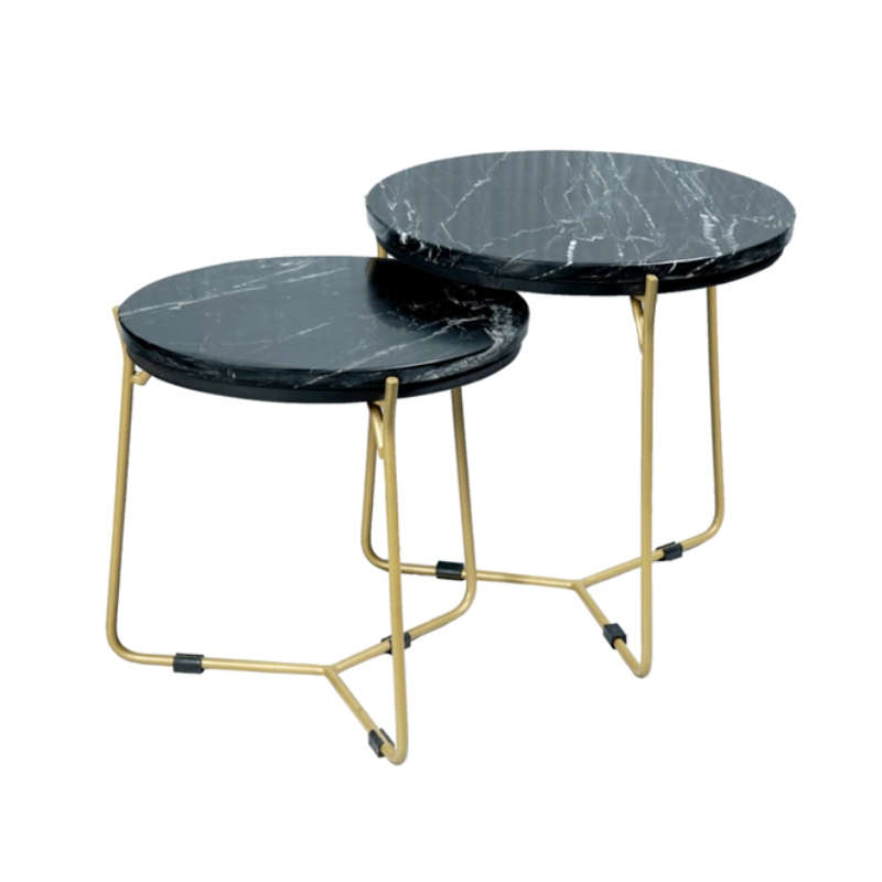 Set de tables basses Caly en marbre noir – 45 cm – Image 4