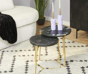 Set de tables basses Caly en marbre noir – 45 cm