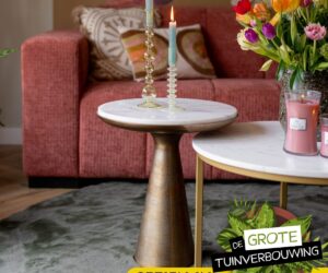 Table d’appoint Essy en marbre blanc/métal – 45 cm