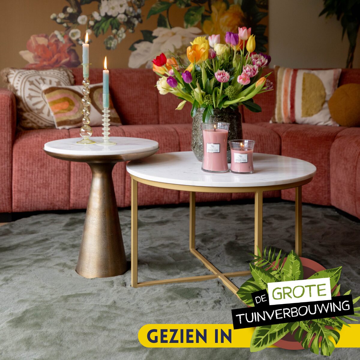Table d’appoint Essy en marbre blanc/métal – 45 cm – Image 3