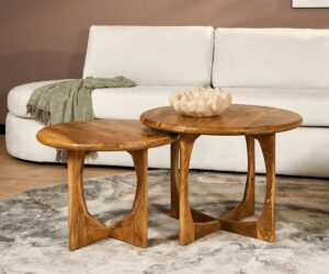 Table basse ronde Milou en bois de manguier naturel – 70 cm