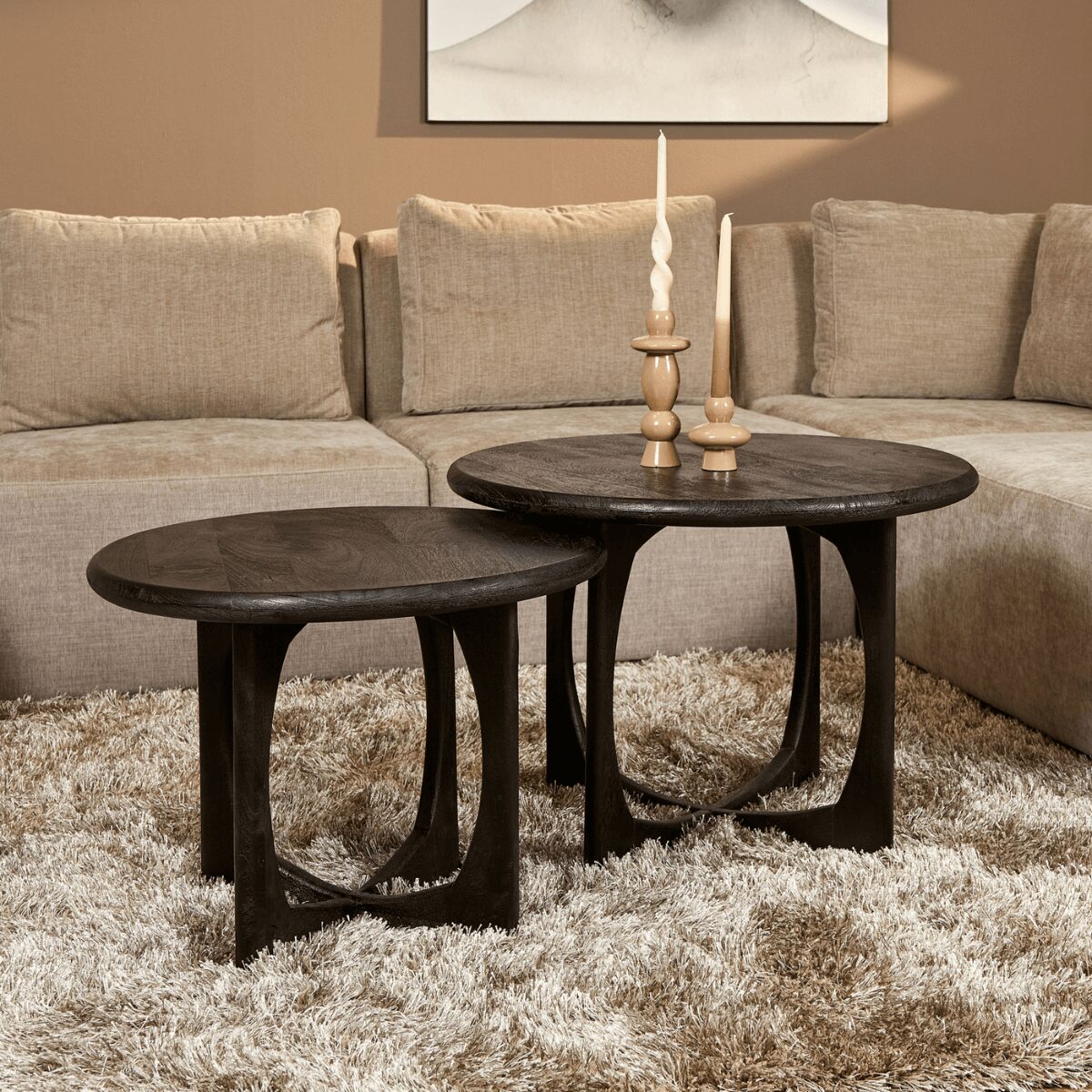 Table d’appoint Milou en bois de manguier noir – 60 cm
