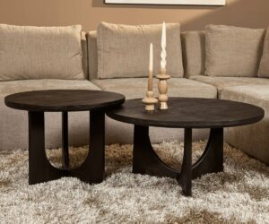 Alternative view of Table basse ronde Guus en bois de manguier noir – 80 cm