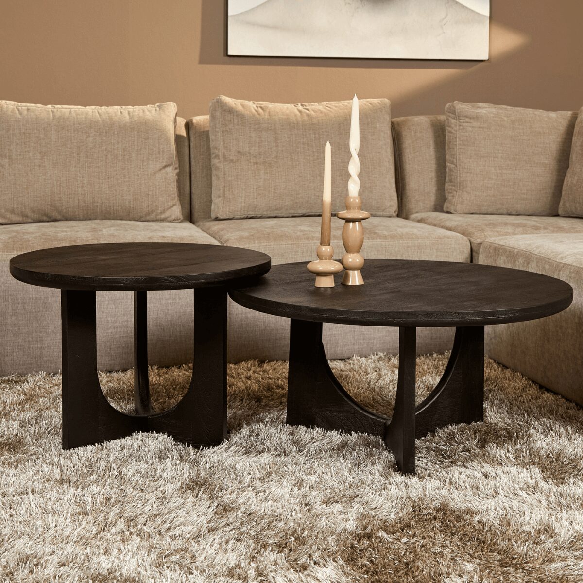 Table basse ronde Guus en bois de manguier noir – 80 cm – Image 2