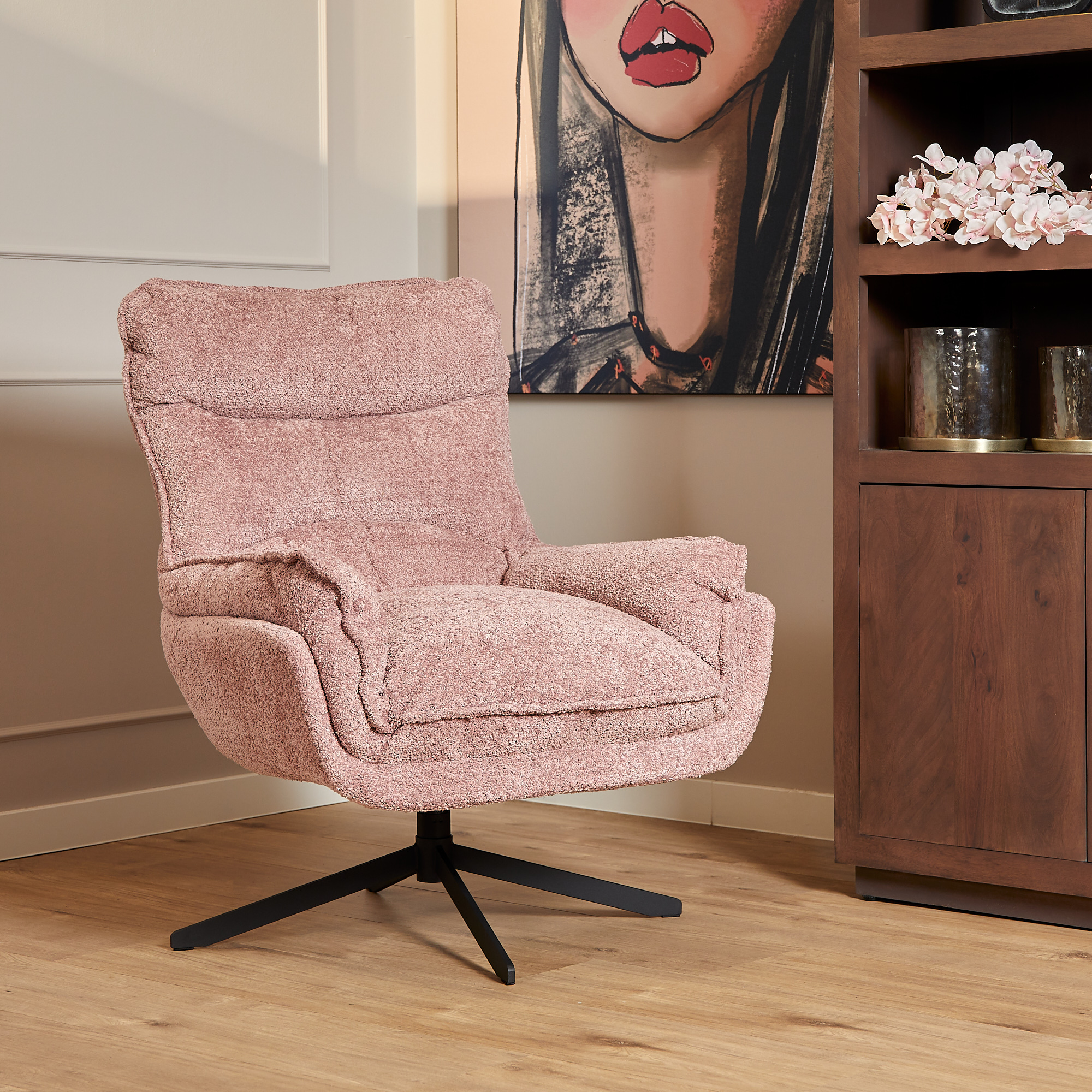 Fauteuil pivotant Vera rose