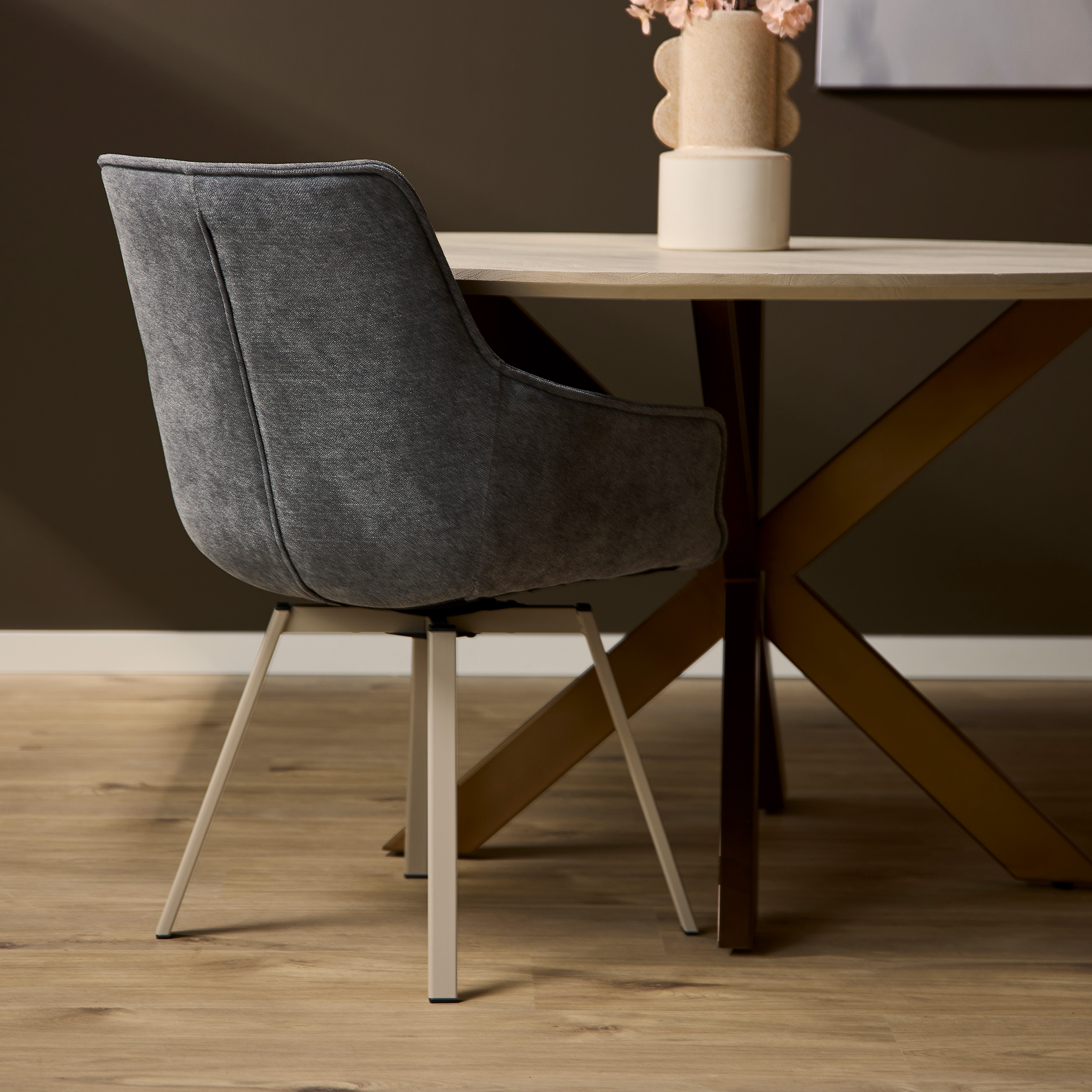 Chaise de salle à manger pivotante Mees anthracite – Image 2