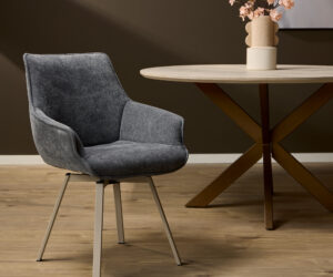 Chaise de salle à manger pivotante Mees anthracite