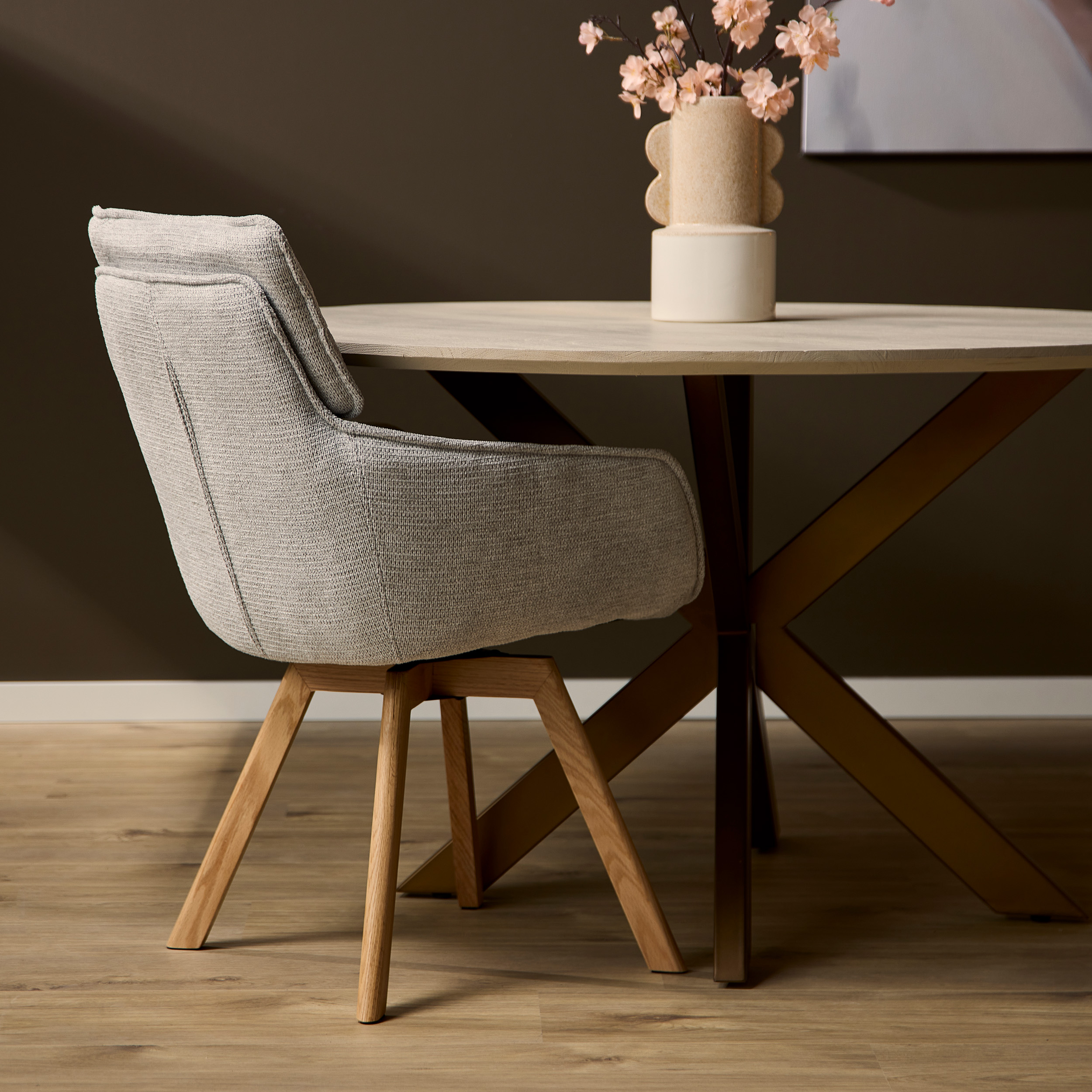 Chaise de salle à manger pivotante Jona taupe – Image 2